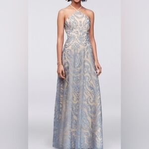 Speechless Blue and Cream Maxi Dress